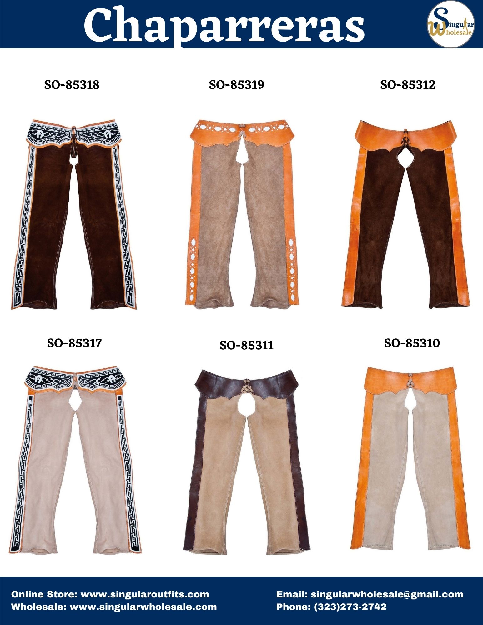 Accesorios para caballos y Charros Catalogo Singular Wholesale