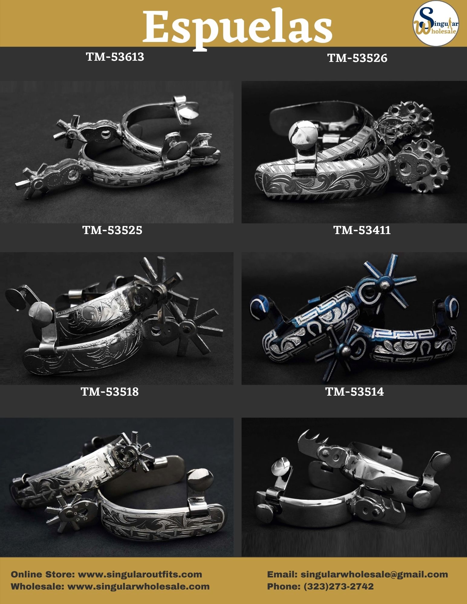 Espuelas, Frenos y monturas de caballos Catalogo Singular Outfits