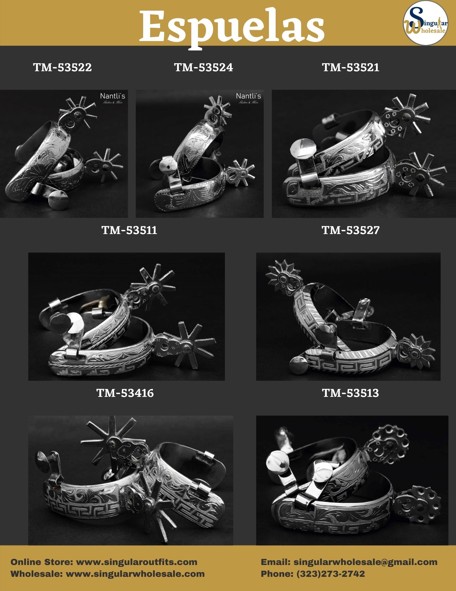 Espuelas, Frenos y monturas de caballos Catalogo Singular Outfits