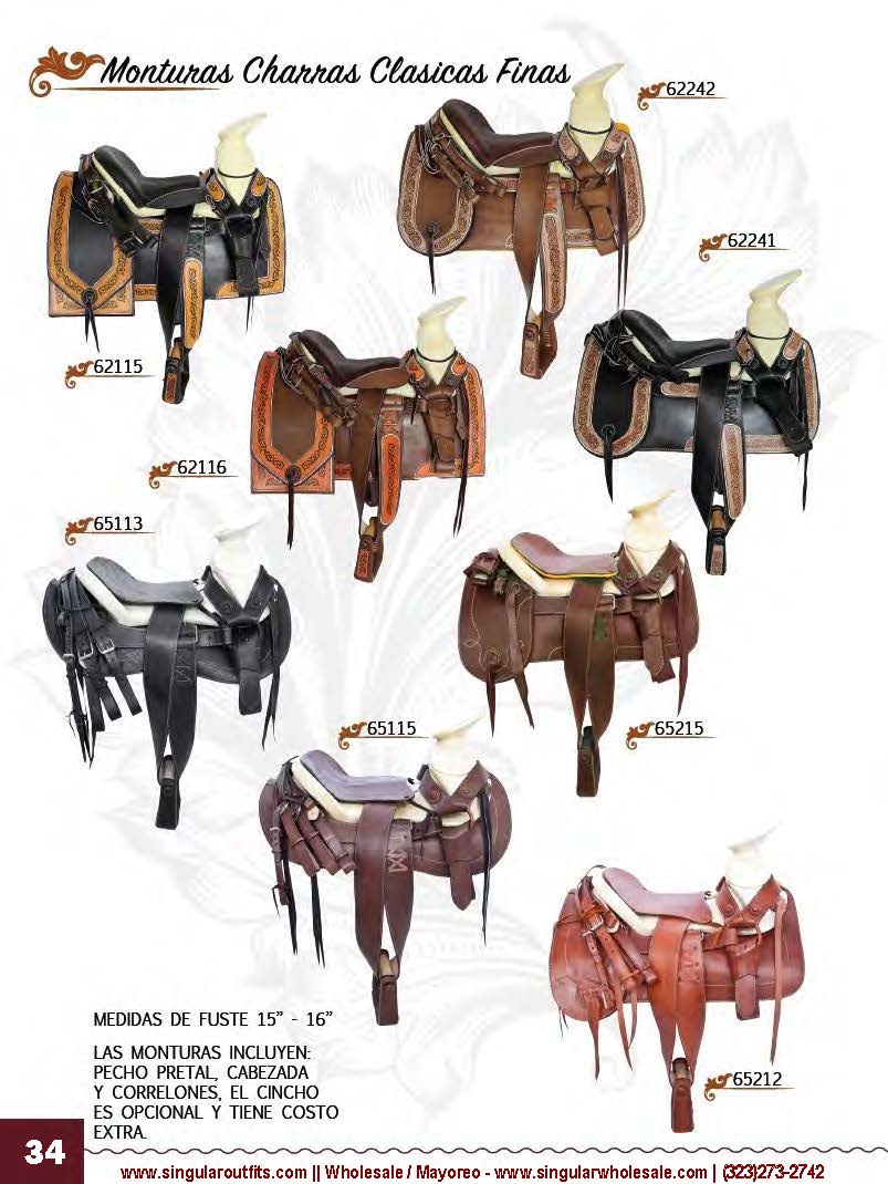 Singular Outfits Accesorios para Charros y Caballos Monturas Espuelas Sombreros Moños Hebillas Catalogo_Page_34