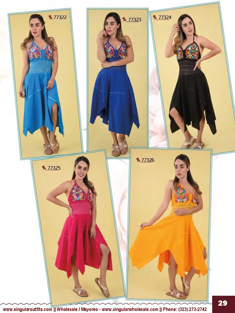 Vestidos Bordados Singular Wholesale Embroidered Dresses